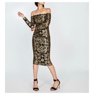 Nicole Miller Tarnished Floral Sequin Dress